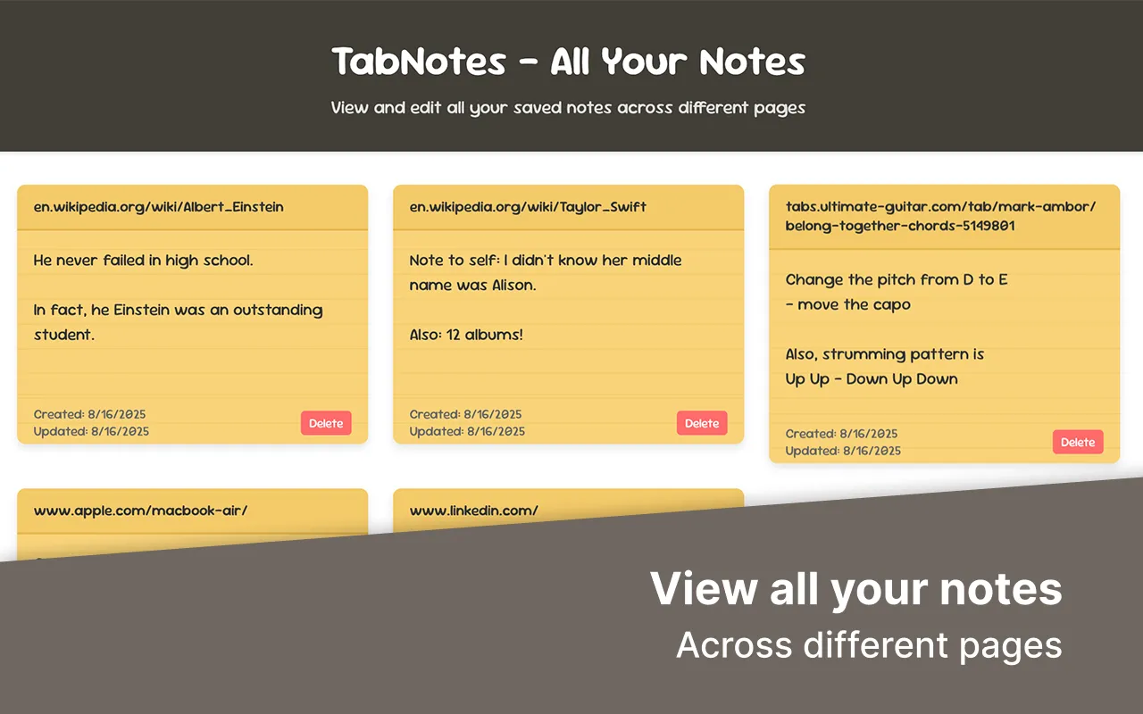 TabNotes screenshot